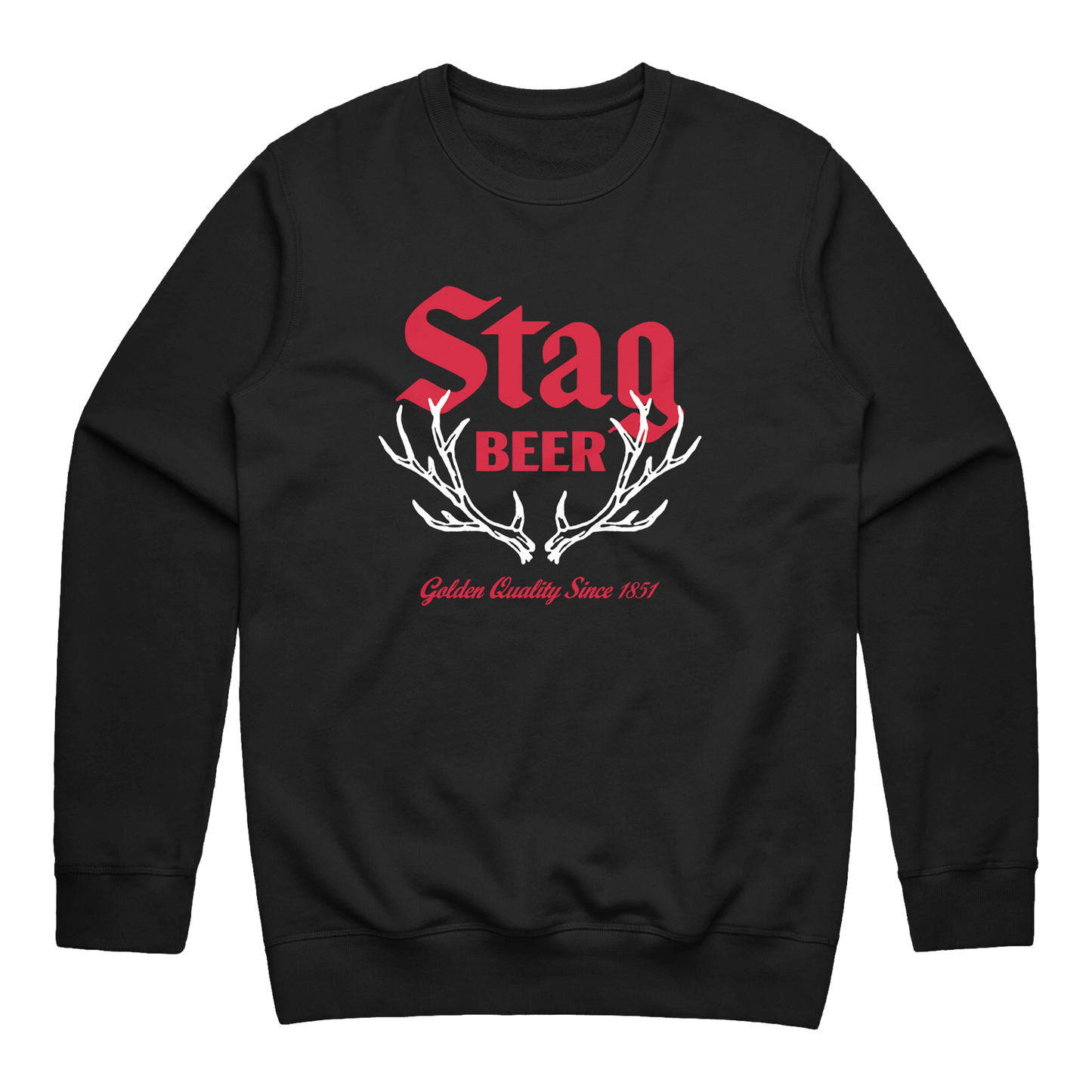 STAG BEER ANTLER BLACK CREWNECK - Stag Beer 