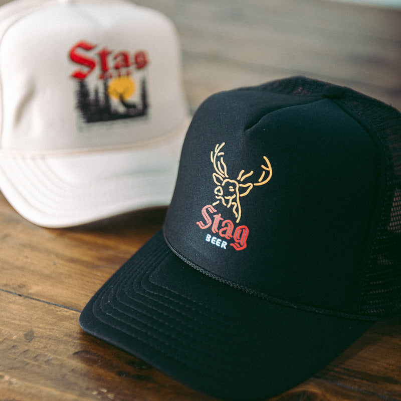 Neon Sign Trucker Hat Stag Beer