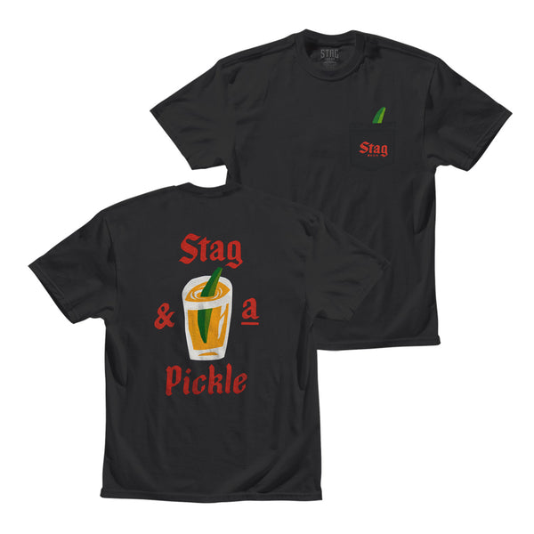 Stag & A Pickle Tee - Black - Stag Beer 