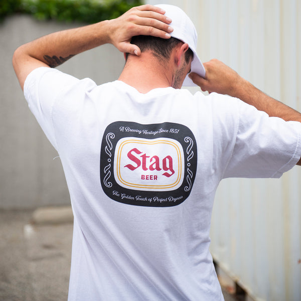 BADGE TEE - WHITE - Stag Beer 