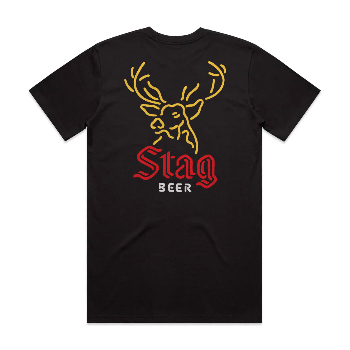 Neon Sign Tee Black Stag Beer