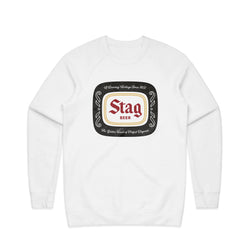 Front of BADGE CREWNECK FLEECE - WHITE - Stag Beer 