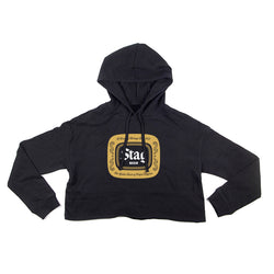 BADGE CROPPED HOODIE - BLACK - Stag Beer 