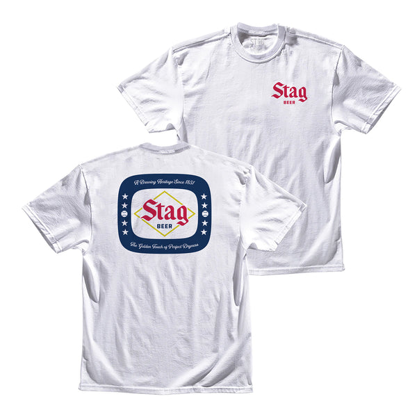 BASEBALL BADGE TEE - WHITE - Stag Beer 