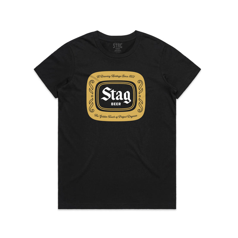 WOMEN'S BADGE TEE - BLACK - Stag Beer 